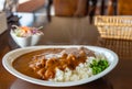 Japanese food beef curry with Japanese rice Royalty Free Stock Photo