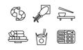 Japanese food black line icons set, Asian cuisine dishes vector Illustration on a white background Royalty Free Stock Photo