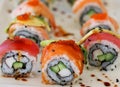 Japanese food California sushi rolls Royalty Free Stock Photo