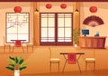 Japanese Food Cartoon Illustration with Various Delicious Dishes in the Restaurant such as Sushi on a Plate Royalty Free Stock Photo