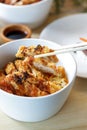 japanese food chicken katsu don served in white bowl with chopsticks