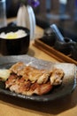 Japanese food , Chicken teriyaki with rice on wooden table Royalty Free Stock Photo