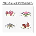 Japanese food color icons