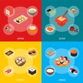 Japanese Food Concept Banner Set 3d Isometric View. Vector Royalty Free Stock Photo