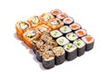 Japanese food. Different rolls set on white background Royalty Free Stock Photo