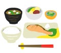 Japanese food dinner, salmon Royalty Free Stock Photo