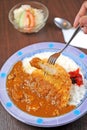 Japanese food fry pork curry