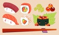 Japanese Food Illustration, Sushi Vector