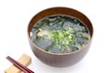 Japanese food, Miso soup of seaweed wakame Royalty Free Stock Photo