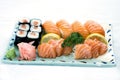 Japanese Food, Mixed Menu, Plate of Sashimi, Royalty Free Stock Photo