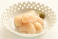 Japanese food, raw scallop with herbal