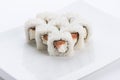Japanese food restaurant, sushi maki gunkan roll plate or platter set. Sushi set and composition Royalty Free Stock Photo