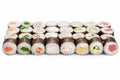 Japanese food restaurant, sushi maki on white background. Royalty Free Stock Photo