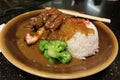 Japanese food, rice with chicken.