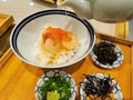 Japanese food rice and fresh shrimp meal supper set