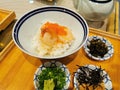Japanese food rice and fresh shrimp meal supper set