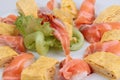 Salmon sushi ,Japanese Rolled Omelette as Tamagoyaki and salmon Royalty Free Stock Photo