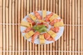 Salmon sushi ,Japanese Rolled Omelette as Tamagoyaki and salmon Royalty Free Stock Photo