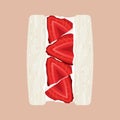 Japanese Food, Sando Vector, Fruit Sandwich, Strawberry Sandwich, Strawberry Vector, Kawaii Food