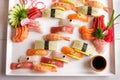 Japanese food sashimi and nigiri sushi platter Royalty Free Stock Photo