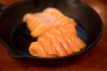 Japanese food sashimi salmon in black plate Royalty Free Stock Photo