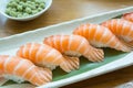 Japanese food sashimi salmon, sushi salmon in japanese restaurant. Royalty Free Stock Photo