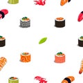 Delicious Japanese food and ingredients seamless pattern