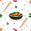 Delicious Japanese food and ingredients seamless pattern