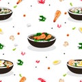 Delicious Japanese food and ingredients seamless pattern