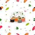 Delicious Japanese food and ingredients seamless pattern