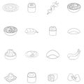 Japanese food icon set outline