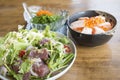 Japanese food set - Spicy fresh Tuna Salad. Royalty Free Stock Photo