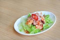 Japanese food, Spicy Octopus Tako salad on wooden table
