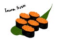 Japanese food style, Sushi roll sprinkled with beluga caviar on bamboo leaves Royalty Free Stock Photo