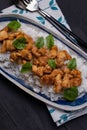 Japanese Food Style Teriyaki Chicken on Steamed Rice Royalty Free Stock Photo