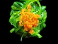 Japanese food style, Top view of Seaweed salad with shrimp eggs isolated