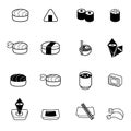 Japanese food sushi icon set Royalty Free Stock Photo