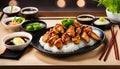 Japanese food, Teriyaki chicken set meal Royalty Free Stock Photo