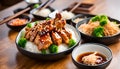 Japanese food, Teriyaki chicken set meal Royalty Free Stock Photo