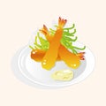 Japanese food theme Fried shrimp elements vector,eps