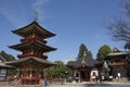 Japanese and foreigner traveler visit praying in Daitou or Great pagoda of Naritasan Shinshoji Temple at Chiba in Tokyo, Japan Royalty Free Stock Photo