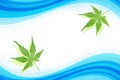 Japanese fresh green maple leaf abstract on blue water wave background Royalty Free Stock Photo