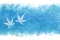 Japanese fresh maple leaf abstract on summer blue watercolor paint background Royalty Free Stock Photo