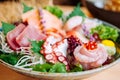 Japanese fresh premium sashimi in ceramic bowl