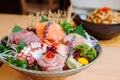 Japanese fresh premium sashimi in ceramic bowl