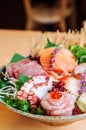 Japanese fresh premium sashimi in ceramic bowl