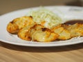 Japanese Fried Dumplings Gyoza pot stickers food snack Royalty Free Stock Photo