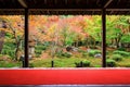 Japanese garden in autumn at Enkoji, Kyoto Royalty Free Stock Photo