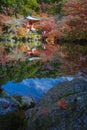 Japanese garden in autumn season at world heritage Daigoji Temple Royalty Free Stock Photo