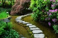 Japanese garden in butchart gardens Royalty Free Stock Photo